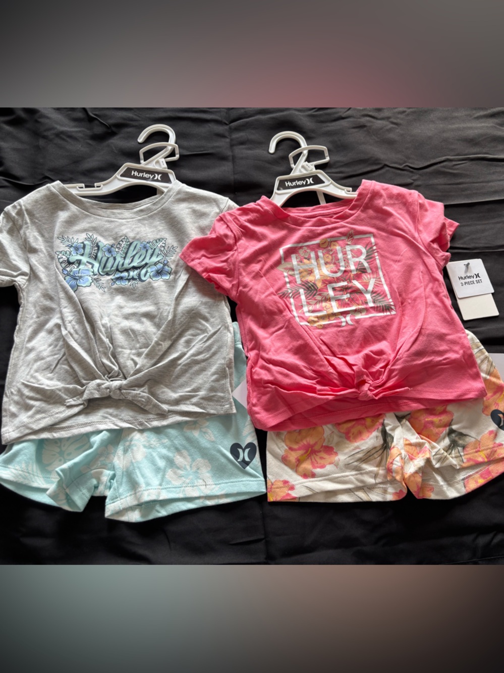 Hurley Girls Pink Short-Sleeve Tie-Front Logo Tee